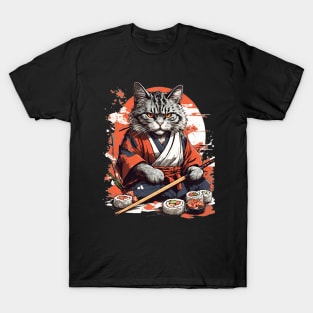 Cool Cat Sushi Art T-Shirt